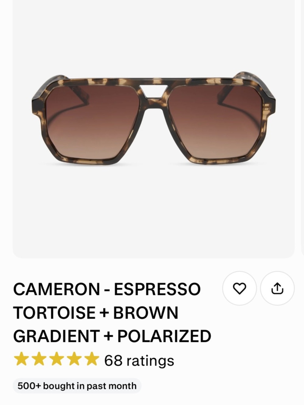 Diff Eyewear Cameron Espresso Tortoise + Brown Gradient Polarized Sunglasses
